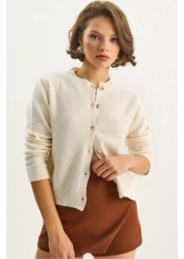 Strukturierter Rippstrick-Cardigan mit Pailletten-Details