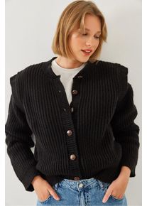 Strukturierter gerippter Knopf-Cardigan