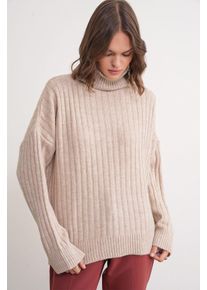 &Uuml;bergro&szlig;er Rippstrick-Turtleneck-Pullover
