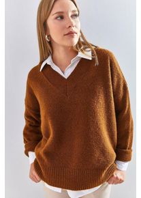 V-Ausschnitt Langarmpullover