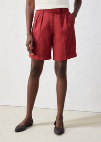 bonprix Bermudashorts aus reinem Leinen, rot, Gr.42, sommerliche Leinenshorts mit Bundfalten, aus Leinen