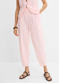 bonprix Schlupfhose aus k&uuml;hlendem Leinen-Mix, rosa, Gr.54, Luftige Leinen-Mix Ballonhose mit Streifen, aus Leinen,Viskose