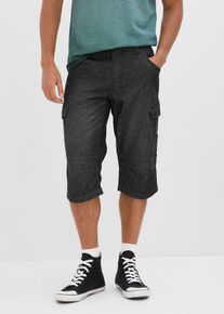 bonprix Leichte Jeans-Long-Cargobermuda Relaxed Fit, schwarz, Gr.56, Modische Jeans-Long-Cargobermuda aus leichtem Denim mit Ziern&auml;hten, aus 100% Baumwolle