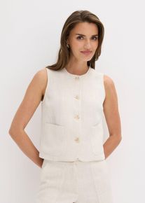bonprix Weste mit Rundhalsausschnitt, beige, Gr.36, Weste mit Rundhalsausschnitt und Knopfleiste vorne