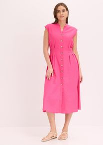 bonprix Midikleid aus leichtem Leinen-Mix, pink, Gr.46, modernes tailliertes Kleid aus luftigem Leinenmix