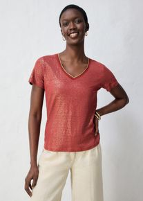 bonprix Shirt aus reinem Leinen mit Lurex, rot, Gr.44/46 (L), auff&auml;lliges Leinen-Shirt mit Lurex