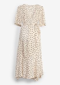 bonprix 2-in-1 Umstands- und Stillkleid aus leichtem Viskose- Crepe, beige, Gr.40, Festliches P&uuml;nktchenkleid f&uuml;r die Schwangerschaft und danach