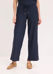 bonprix Marlenehose mit Leinenmischung, blau, Gr.36, klassische Marlenehose mit Leinenmischung