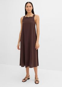 bonprix Maxikleid aus Leinenmix mit Bindedetail hinten, braun, Gr.46, Maxikleid mit Bindedetails am R&uuml;cken und eckigem Ausschnitt, aus Leinen,Viskose