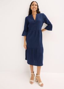 bonprix Midikleid aus weichem Musselin, blau, Gr.50, Musselin-Kleid in trendigem Oversize-Fit, aus 100% Baumwolle,Musselin