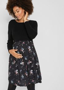 bonprix Umstandskleid aus Strick und Viskose, schwarz, Gr.44/46 (L), Umstandskleid aus Viskose und Strick im Doppel-Lagen-Look