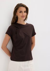 bonprix Shirt aus Baumwolle, braun, Gr.36/38 (S), Shirt mit Knotendetail, aus 100% Baumwolle