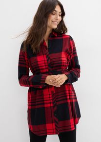 bonprix Lange Umstandsbluse aus weichem Baumwoll-Flanell, rot, Gr.52, Warme Umstandsbluse f&uuml;r die Schwangerschaft und danach, aus Flanell