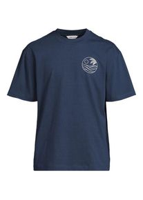 LANDS' END Grafik T-Shirt, Herren,  Blau, Baumwolle, by Lands' End