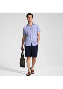 LANDS' END Premium Reinleinen-Shorts, Herren,  Blau, by Lands' End
