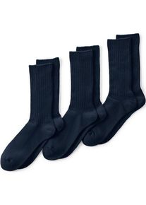 LANDS' END Crew-Socken im 3er-Pack, Herren,  Blau, Elasthan/Baumwoll-Mischung/Polyester-Mischung, by Lands' End