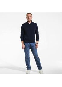 LANDS' END Troyer-Pullover aus Baumwoll-Feinstrick, Herren,  Blau, Baumwolle, by Lands' End