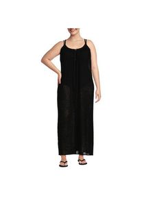 LANDS' END Durchscheinendes Ripp-Maxi-Strandkleid, Damen,  Schwarz, Viskose-Mischung/Polyester-Mischung, by Lands' End