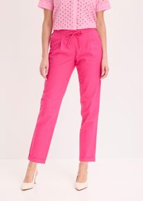 bonprix Leinenhose, pink, Gr.52, Sommerliche Leinenhose mit elastischem Gummibund, aus Leinen