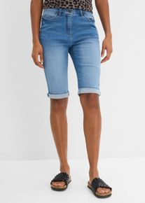 bonprix Jeans Bermuda Mid Waist Bequembund, blau, Gr.56, L&auml;ssige Jeans-Bermudas mit aufgesetzten Ges&auml;&szlig;taschen, 95% Baumwolle
