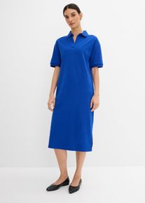 bonprix Polo Midikleid aus reiner Bio-Baumwolle, blau, Gr.48/50 (XL), Polo Midikleid aus reiner Bio-Baumwolle, 100% Baumwolle (organic)