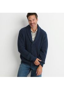 LANDS' END Gerippter Cardigan mit Schalkragen DRIFTER, Herren,  Blau, Polyacryl/Baumwoll-Mischung, by Lands' End