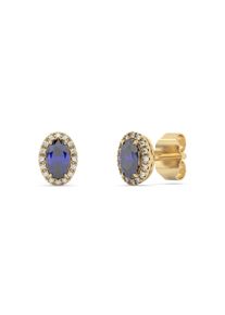Diam Addict Ohrring 585 Gelbgold mit im Labor gez&uuml;chteten Diamanten und Saphir