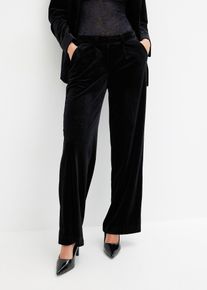 bonprix Hose aus softem Samt, schwarz, Gr.38, Modische Anzugshose aus softem Samt, aus Samt