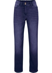 bonprix Straight-Jeans Mid Waist Thermo mit Bequembund, blau, Gr.48, Thermojeans mit geradem Bein, elastischem Einsatz im Bund und Push-up-Effekt, innen leicht angeraut, 70% Baumwolle