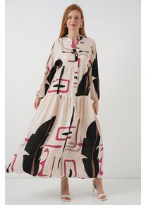 Gemustertes V-Ausschnitt Maxikleid