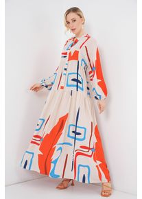 Gemustertes V-Ausschnitt Maxikleid