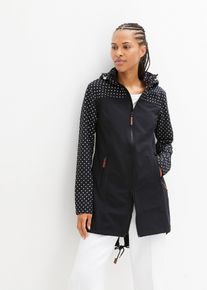 bonprix Wasserabweisende Softshelljacke, schwarz, Gr.54, Lange Softshelljacke mit abnehmbarer Kapuze und Rei&szlig;verschlusstaschen, Slim Fit, aus Softshell