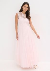 bonprix Abendkleid mit Spitze und Rock aus feinem T&uuml;ll, rosa, Gr.44, Romantisches Abendkleid aus zartem T&uuml;ll mit Satin-Einsatz in der Taille und geh&auml;kelter Spitze im Oberteil