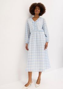 bonprix Midikleid, blau, Gr.48, modisches Midikleid aus leichter Webware mit weit geschnittenen &Auml;rmeln und Volant-Detail am Ausschnitt