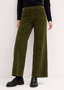 bonprix Cordhose im Marlene-Stil, gr&uuml;n, Gr.48, L&auml;ssige Marlene-Stretch-Hose mit ausgestelltem Bein, aus Cord
