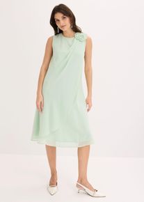 bonprix Cocktailkleid mit Blumen-Applikation, gr&uuml;n, Gr.44, Bezauberndes Midikleid aus feinem Chiffon in Wickel-Optik mit Blumen-Applikation