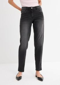 bonprix Barrel-Jeans Mid Waist, schwarz, Gr.54, Weite Barrel Jeans mit mittlerem Bund, 98% Baumwolle