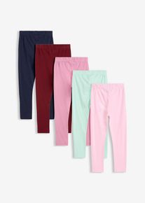 bonprix Leggings aus elastischem Bio-Baumwoll-Mix (5er Pack), rosa, Gr.98, Praktisches 5er-Pack Skinny-Leggings in Uni-Farben mit schmaler Passform und elastischem Bund, aus 100% Baumwolle