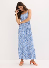 bonprix Tr&auml;gerkleid aus Viskose-Mix, blau, Gr.32/34 (XS), Modernes Kleid mit Smok, aus Viskose