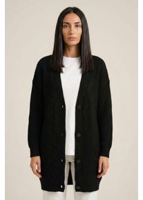 Knopf-V-Ausschnitt Jacquard-Cardigan