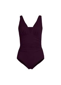 LANDS' END Shape-Badeanzug mit V-Ausschnitt SLENDER f&uuml;r Damen in F-Cup, Damen, size: regular, Lila, Nylon-Mischung, by Lands' End