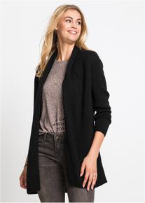 bonprix Longstrickjacke, schwarz, Gr.36/38 (S), Coole Strickjacke mit Umschlage-Kragen