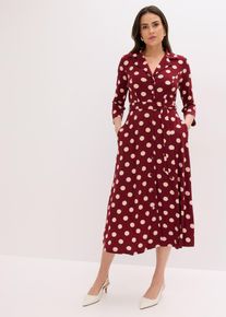 bonprix Hemdblusenkleid mit Bindeband (2-tlg.Set), rot, Gr.40/42 (M), zeitloses Hemdblusenkleid mit integriertem Bindeband