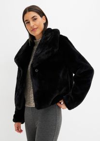 bonprix Fellimitat-Jacke, schwarz, Gr.50, modische Fellimitat-Jacke mit Knopfverschluss vorne