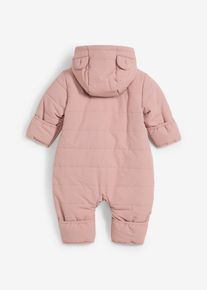 bonprix Wattierter wasserabweisender Overall mit Teddyfleece, rosa, Gr.98, Kuscheliger Baby-Schneeoverall mit Kapuze mit umklappbare F&auml;ustlinge und F&uuml;&szlig;chen