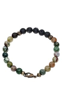 Mey & Edlich Mey & Edlich Herren Echtstein-Armband Gr&uuml;n Achat, Lavaperlen