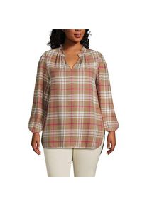 LANDS' END Hemdbluse aus Flanell mit R&uuml;schenkragen, Damen,  Beige, Viskose/Baumwoll-Mischung/Viskose-Mischung, by Lands' End