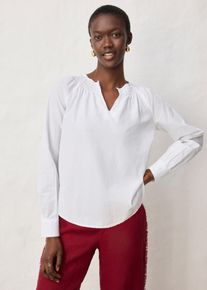 bonprix Tunika mit Seidenanteil, wei&szlig;, Gr.44, elegante Tunika mit Seidenanteil und schm&uuml;ckenden smok Einsatz am Ausschnitt und &Auml;rmel, aus Seide