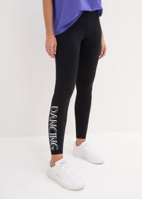 bonprix Kn&ouml;chelfreie Sport-Leggings schnelltrocknend, schwarz, Gr.36/38 (S), Tights mit Dancing Print aus blickdichtem Stretch-Material, schnelltrocknend