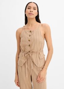 bonprix Blazerweste aus k&uuml;hlendem Leinen-Mix, beige, Gr.54, Blazerweste mit Bindedetail aus k&uuml;hlendem Leinen-Mix, aus Leinen,Viskose